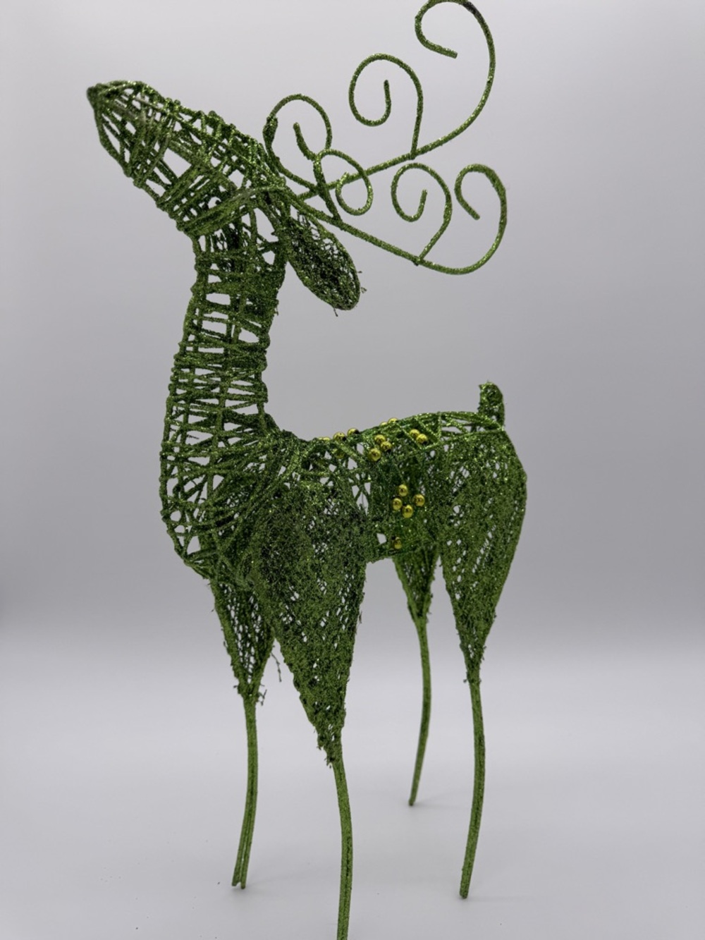 Set of 3 Green Wire Reindeer Christmas Decor Set Garden Holiday Deer Figures